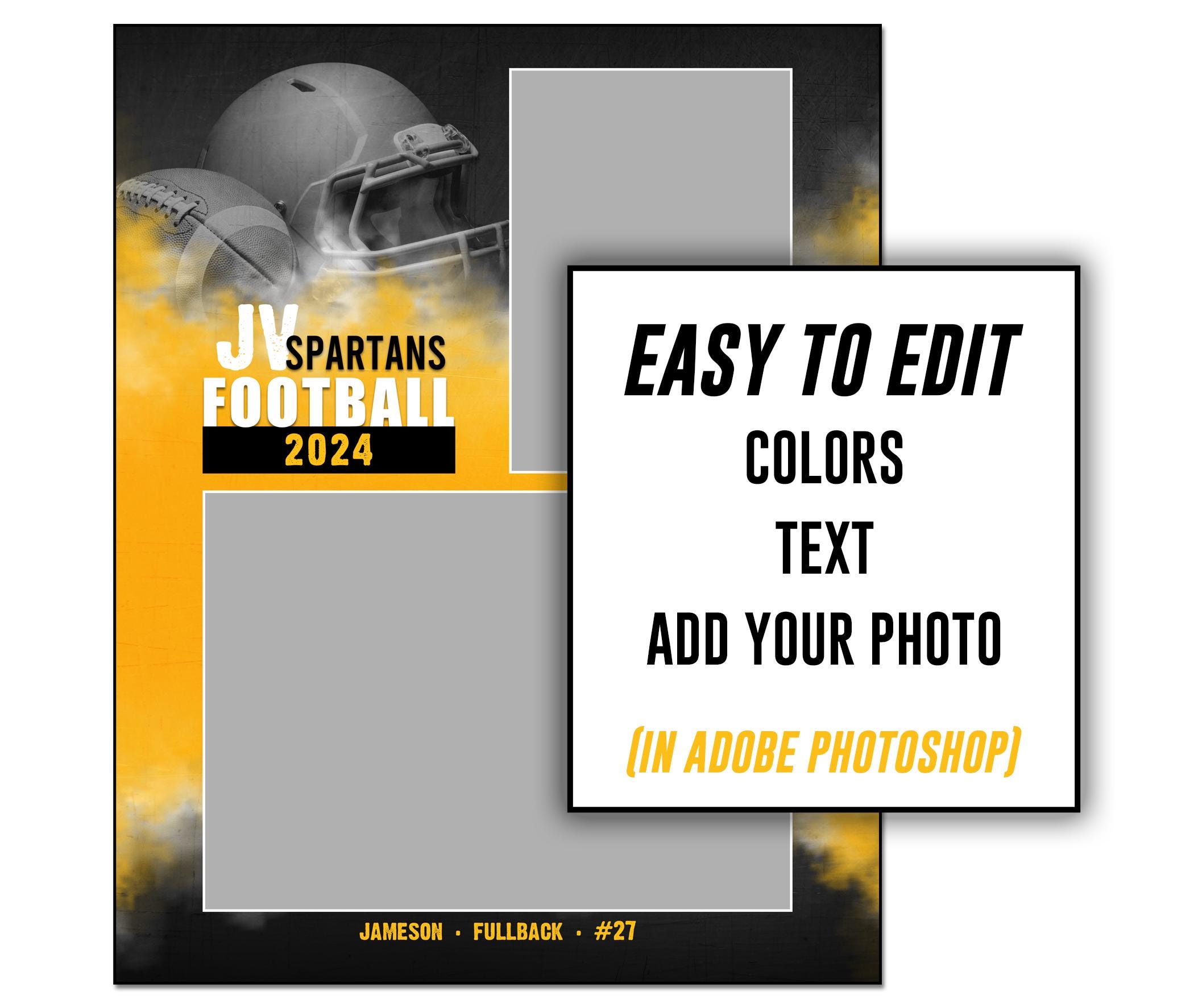 フットボールメモリーメイトテンプレート022：8x10インチPhotoshop PSD、カスタマイズ可能（デジタルファイルのみ） - Etsy 日本, image size:2100x1773