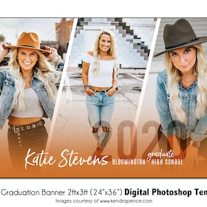 Senior Graduation Banner 12 | 2ftx3ft(24&quot;x36&quot;) Grad Digital Photoshop Template | Vinyl Grad Banner PSD Photoshop Template -Digital File Only