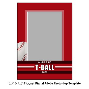AIMANT EN T 001 |  Modèle numérique Adobe Photoshop 5 x 7" et 4 x 5" | de Photoshop pour aimants de sport | Fichier numérique uniquement
