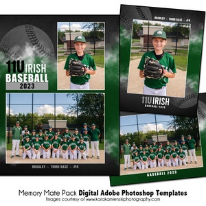 BASEBALL PACK Z | Adobe Photoshop Memory Mate-Digital-Vorlage | Sport Photoshop Vorlage für Teams & Einzelne | Nur digitale Datei