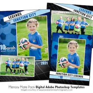 PACK DE FOOTBALL J | Modèle numérique Adobe Photoshop Memory Mate | Modèle Photoshop de sport pour équipes et individus | Fichier numérique uniquement