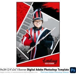 BAND BANNER 004 | 2ftx3ft (24"x36") Adobe Photoshop Digital Template | Sports Template for Banners & Posters | Digital File Only