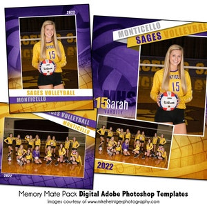 PACCHETTO PALLAVOLO Q / Modello digitale Adobe Photoshop Memory Mate / Modello Photoshop sportivo per squadre e individui / Solo file digitale