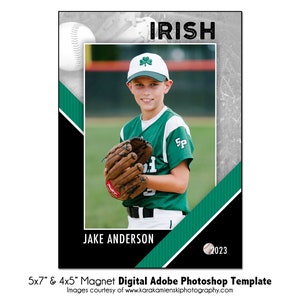 AIMANT DE BASEBALL 010 |  Modèle numérique Adobe Photoshop 5 x 7" et 4 x 5" | de Photoshop pour aimants de sport | Fichier numérique uniquement