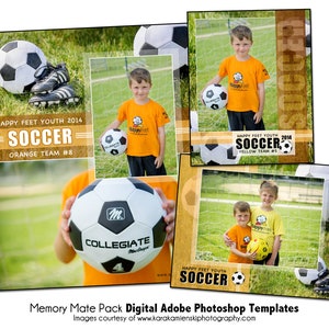 サッカーパック D | Adobe Photoshop Memory Mate デジタル テンプレート | チームおよび個人向けスポーツ Photoshop テンプレート | デジタル ファイルのみ