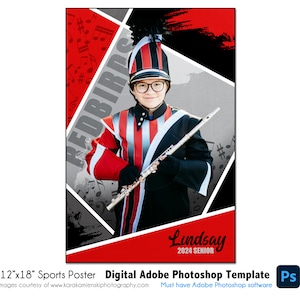 BAND POSTER 004 | 12&quot;x18&quot; Adobe Photoshop Digital Template | Sports Template for Banners & Posters | Digital File Only