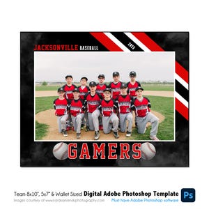 BÉISBOL T035 / 8x10, 5x7, Plantilla digital de Adobe Photoshop para billetera / Plantilla deportiva de Photoshop para equipos e individuos / Solo archivo digital