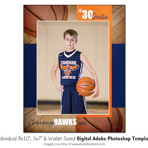 BALONCESTO Ind027 / 8x10, 5x7, Plantilla digital de Adobe Photoshop / Plantilla de Photoshop deportiva para equipos e individuos / Solo archivo digital