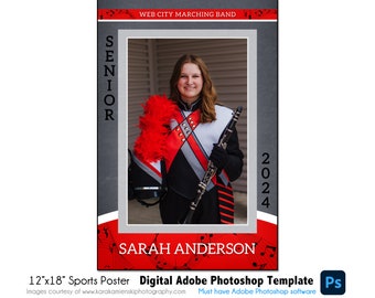 Marching Band Poster Template 002: 12x18" Photoshop PSD, Customizable (Digital File Only)