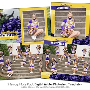 チアリーディング パック D | Adobe Photoshop Memory Mate デジタル テンプレート | チームおよび個人向けスポーツ Photoshop テンプレート | デジタル ファイルのみ