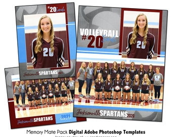 VOLLEYBALL PACK T | Adobe Photoshop Memory Mate Digital Template | Sports Photoshop Template for Teams & Individuals | Digital File Only