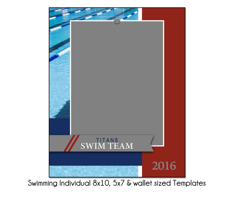 5x7 /& Wallet Memory Mate Sports Photo Template Digital File Swimming Individual 3-8x10
