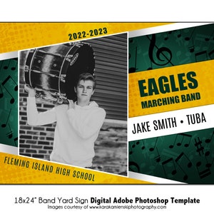 BAND Yard Sign 001 | 18x24&quot; Adobe Photoshop Yard Sign Digital Template | Senior Grad Photoshop Poster Template | Digital File Only