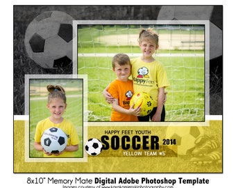 FOOTBALL MM003 | Modèle numérique Adobe Photoshop Memory Mate 8 x 10 | Modèle Sports Photoshop pour les équipes et les individus | Fichier numérique uniquement