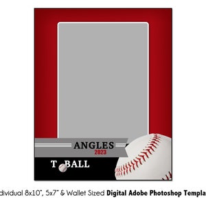 T-BALL Ind002 / 8x10, 5x7, Plantilla digital de Photoshop para billetera / Plantilla de Photoshop deportiva para equipos e individuos / Solo digital