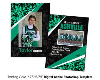 CHEERLEADING TradingCard 015 | 2.75x3.75 Adobe Photoshop Trader Card Digital Template | Sports Adobe Photoshop Template | Digital File Only