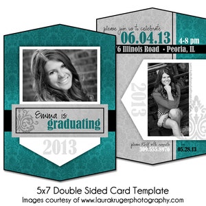 FLORAL FUN - 5x7 Senior Announcement Card Template - Instant Download digital File