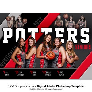 POSTER DE BASKET-BALL002 | Modèle numérique d'affiche Adobe Photoshop 12 x 18 po | Modèle Photoshop sportif pour équipe ou individu | Fichier numérique uniquement