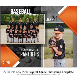 BASEBALL MM024 / 8x10 Adobe Photoshop Memory Mate modello digitale / Modello Photoshop sportivo per squadre e individui / Solo file digitale
