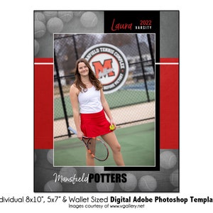 TENNIS Ind001 / 8x10, 5x7, Portafoglio Adobe Photoshop Modello digitale / Modello Photoshop sportivo per squadra e individuo / Solo file digitale