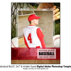 BÉISBOL Ind001 / 8x10, 5x7, Plantilla digital de Adobe Photoshop para billetera / Plantilla de Photoshop deportiva para equipos e individuos / Solo archivo digital