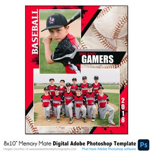 BASEBALL MM0011 | 8x10 Adobe Photoshop Memory Mate Digitale Vorlage | Sport Photoshop Vorlage für Teams & Einzelne | Nur digitale Datei
