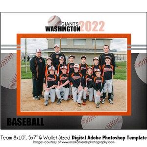 BÉISBOL T005 / 8x10, 5x7, Plantilla digital de Photoshop para billetera / Plantilla de Photoshop para deportes para equipos e individuos / Solo archivo digital