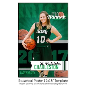 BASKETBALL Poster 5 - 12x18&quot; Sports Photo Template - Digital File