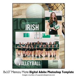 VOLEIBOL MM021 / Plantilla digital Memory Mate de Adobe Photoshop de 8 x 10 / Plantilla deportiva para Photoshop para equipos e individuos / Solo archivo digital