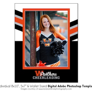 CHEERLEADING Ind001 | 8x10, 5x7, Brieftasche Adobe Photoshop Digitale Vorlage | Sport Photoshop Vorlage für Team&Individual | Nur digitale Datei