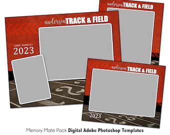 Track & Field Photo Template Pack A: Memory Mate, Individual, Team Photoshop PSD (Digital File Only)