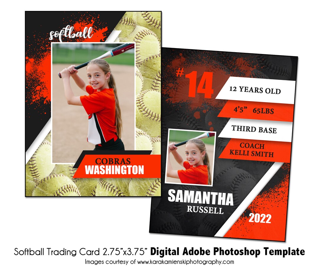 SOFTBALL Tradingcard 013 2.75x3.75 Adobe Trader Card Digital