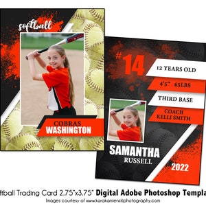 SOFTBALL TradingCard 013 / 2.75x3.75 Adobe Photoshop Trader Card modello digitale / Sport PSD modello Adobe Photoshop / Solo file digitale