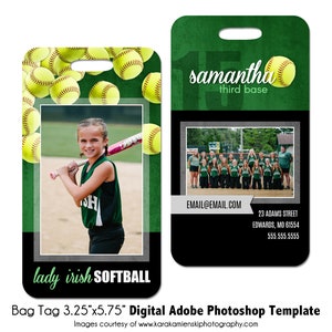 SOFTBALL Anhänger 010 | 3.25x5.75" Adobe Photoshop Digitale Vorlage | Sport Gepäckanhänger | PSD Photoshop Vorlage | Nur digitale Datei