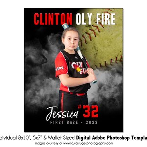 SOFTBALL Ind028 | 8x10, 5x7, Brieftasche Adobe Photoshop Digitale Vorlage | Sport Photoshop Vorlage für Team&Individual | Nur digitale Datei