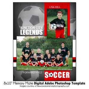CALCIO MM005 / 8x10 Adobe Photoshop Memory Mate modello digitale / Modello Photoshop sportivo per squadre e individui / Solo file digitale