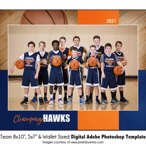 BASKETBALL T027 | 8x10, 5x7, Brieftasche Adobe Photoshop Digitale Vorlage | Sport Photoshop Vorlage für Teams & Einzelne | Nur digitale Datei