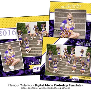 チアリーディング パック E | Adobe Photoshop Memory Mate デジタル テンプレート | チームおよび個人向けスポーツ Photoshop テンプレート | デジタル ファイルのみ