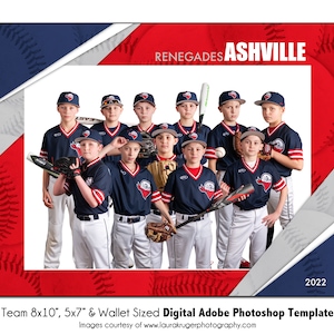 BASEBALL T015 | 8x10, 5x7, Wallet Adobe Photoshop Digital Template | Sports Photoshop Template for Teams & Individuals | Digital File Only