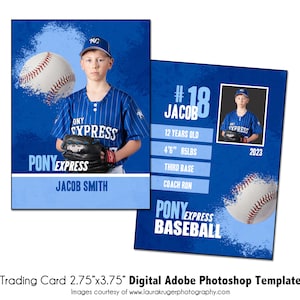 BASEBALL TradingCard 016 / 2.75x3.75 Adobe Photoshop Trader Card modello digitale / Sport PSD modello Adobe Photoshop / Solo file digitale