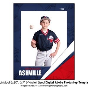 BÉISBOL Ind015 / 8x10, 5x7, Plantilla digital de Adobe Photoshop para billetera / Plantilla de Photoshop deportiva para equipos e individuos / Solo archivo digital