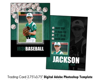 BASEBALL TradingCard 008 | 2.75x3.75 Adobe Photoshop Trader Card Digital Template | Sports PSD Adobe Photoshop Template | Digital File Only