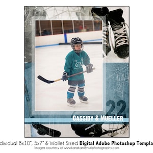 HOCKEY Ind001 | 8x10, 5x7, Wallet Adobe Photoshop Digital Template | Sports Photoshop Template for Team&Individual | Digital File Only