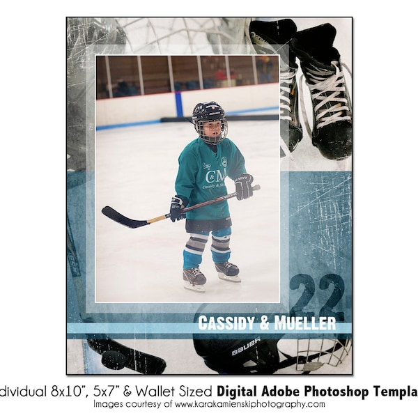 HOCKEY Ind001 | 8x10, 5x7, Wallet Adobe Photoshop Digital Template | Sports Photoshop Template for Team&Individual | Digital File Only