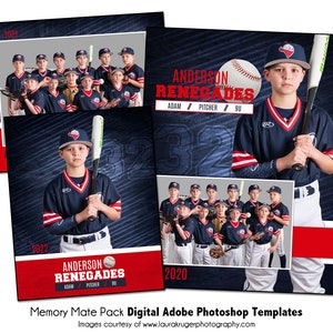 BASEBALL PACKUNG W | Adobe Photoshop Memory Mate-Digital-Vorlage | Sport Photoshop Vorlage für Teams & Einzelne | Nur digitale Datei