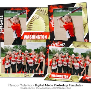SOFTBALL PACKUNG M | Adobe Photoshop Memory Mate-Digital-Vorlage | Sport Photoshop Vorlage für Teams & Einzelne | Nur digitale Datei