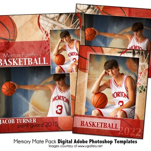 BASKETBALL PACK B | Adobe Photoshop Memory Mate Digital Template | Sports Photoshop Template for Teams & Individuals | Digital File Only