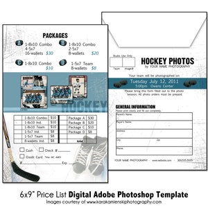 LISTA DE PREÇOS DE HÓQUEI 001 | Lista de preços de esportes 6x9" | Modelo digital do Adobe Photoshop | Modelo de lista de preços de fotos do Photoshop | Somente arquivo digital