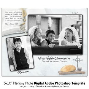 ERSTE KOMMUNION MM0003 | 8x10 Adobe Photoshop Memory Mate Digitale Vorlage | Photoshop Vorlage für Gruppen & Einzelne | Nur digitale Datei
