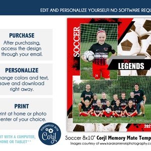 FUSSBALL MM008_CORJL | 8x10 Sport Memory Mate Online bearbeitbare Vorlage mit Corjl |  Nur digitale Datei | Zum Selberdrucken